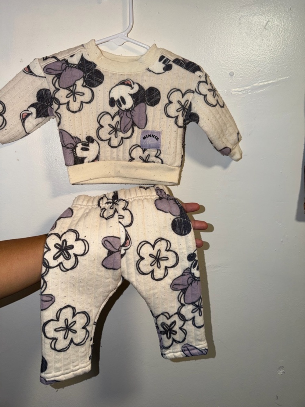 Disney Cream and Lavender Minnie Mouse Floral Outfit